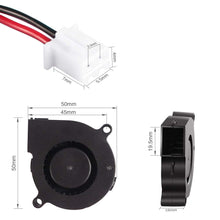 Load image into Gallery viewer, Cooling Blower Fan, 50mm x 50mm x 15mm 5015 Ball Bearing Cooling Fan with 2 Pin Terminal(12V 0.18A)