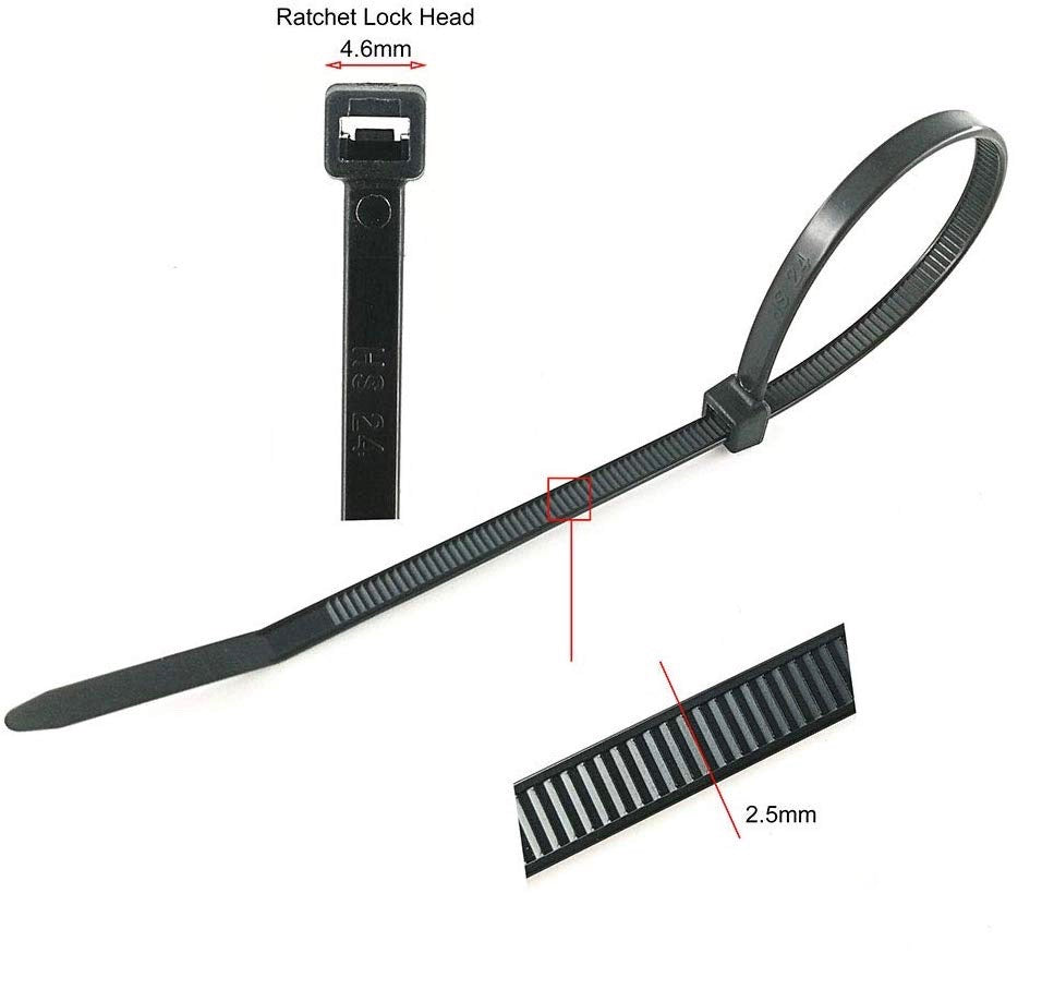 Durable Plastic Zip Ties 4 Inch Black (20 pack)
